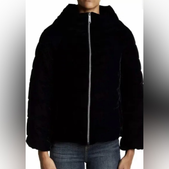 Quilted velvet funnel neck cocoon jacket Sam Edelman Medium M LIKE NEW!! - Picture 3 of 6